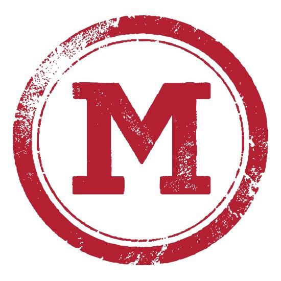 Circle M Plumbing Co logo - a red stamp with letter M